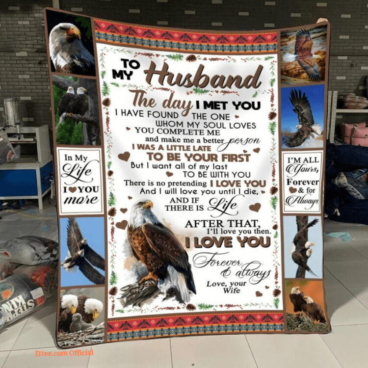 eagle to my husband i love you more your wife quilt blanket - Super King - Ettee