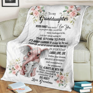 elephant blanket to my granddaughter to dance in the rain follow your dreams - Super King - Ettee