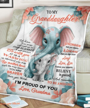 elephant blanket to my granddaughter you are braver stronger - Super King - Ettee