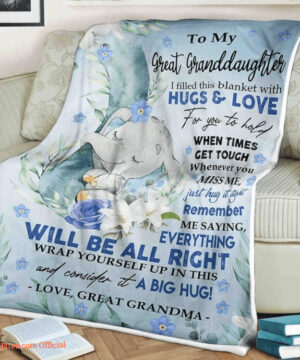 elephant blanket to my great granddaughter i filled this blanket with hugs love everything will be - Super King - Ettee