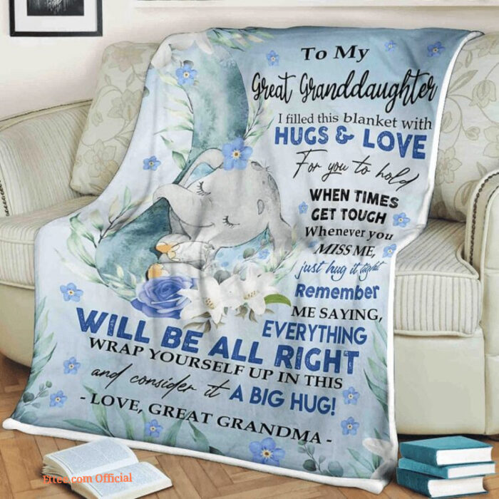elephant blanket to my great granddaughter i filled this blanket with hugs love everything will be - Super King - Ettee