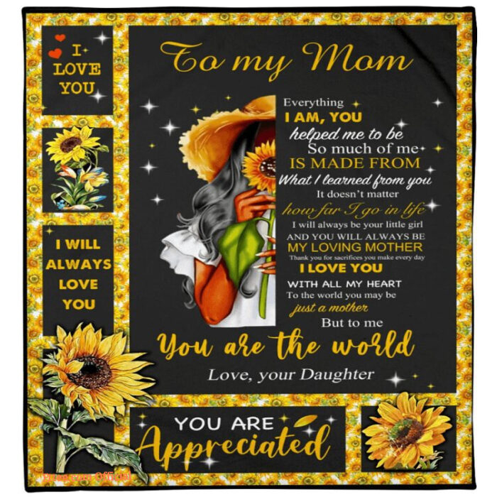 everything i am you helped me to be sunflower quilt blanket - Super King - Ettee