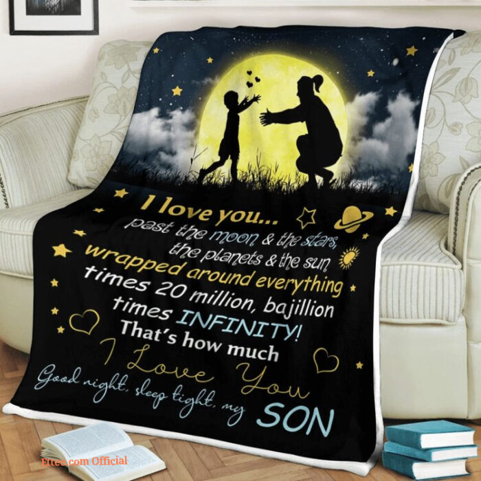 family moon blanket i love you past the moon and the stars the planets and the sun - Super King - Ettee