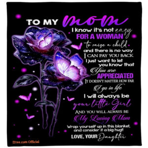 blanket with roses and purple butterfly gift for mom from daughter - Super King - Ettee