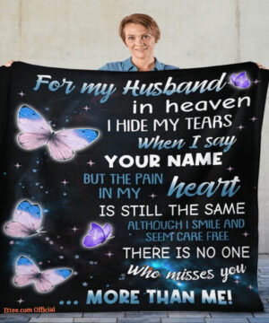 for my husband in heaven i hide my tears memorial blanket - Super King - Ettee