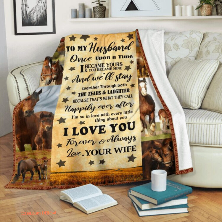 gift for husband blanket horse, i love you forever - Super King - Ettee