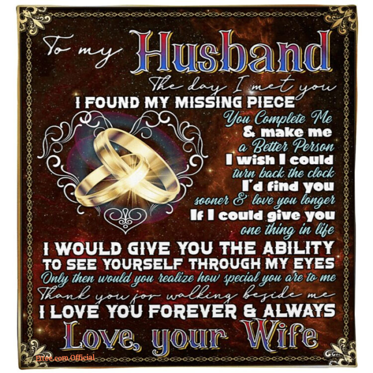 gift for husband blanket the day i met you i found my missing piece ring couple - Super King - Ettee