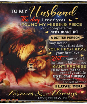 gift for husband blanket the day i met you lion i love you - Super King - Ettee