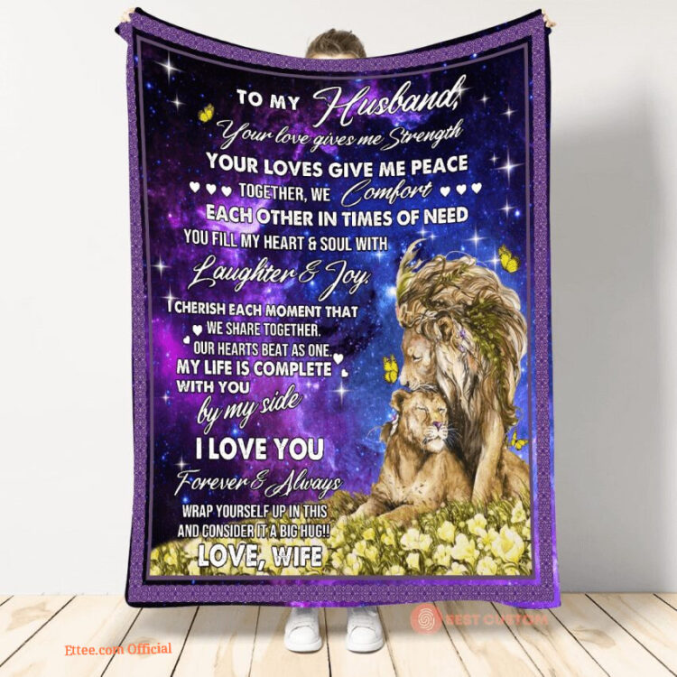gift for husband blanket to my husband lion - Super King - Ettee