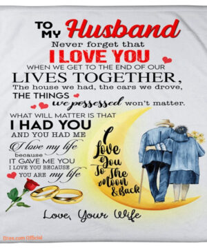 gift for husband blanket to my husband i love you to the moon and back - Super King - Ettee