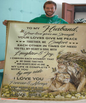 gift for husband blanket to my husband love you forever lion - Super King - Ettee