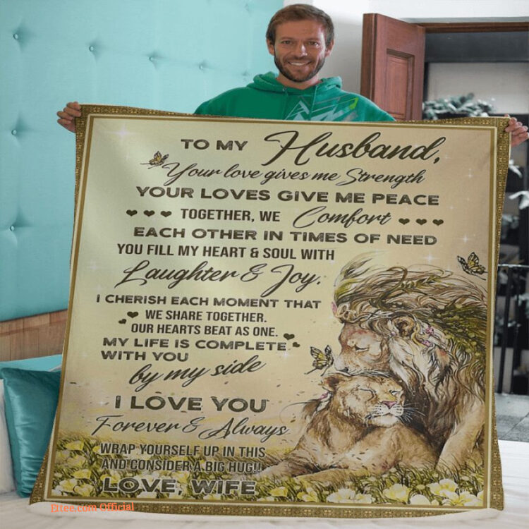 gift for husband blanket to my husband love you forever lion - Super King - Ettee