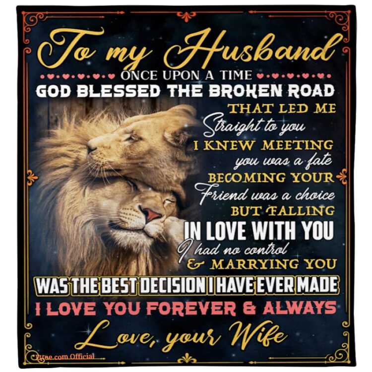 gift for husband blanket to my husband once upon a time god blessed - Super King - Ettee