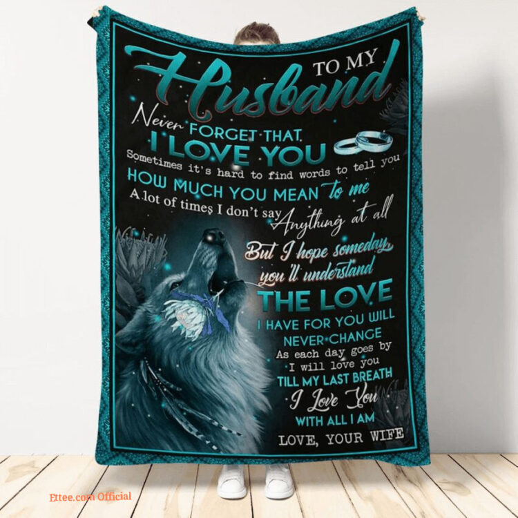 gift for husband blanket to my husband wolf from wife - Super King - Ettee