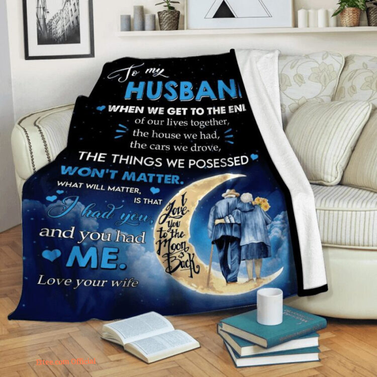 gift for husband i love you to the moon and back - Super King - Ettee
