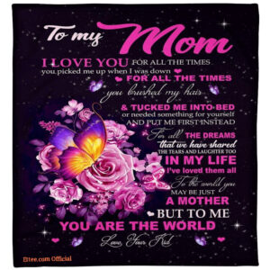 gift for mother blanket butterfly roses to my mom i love you - Super King - Ettee