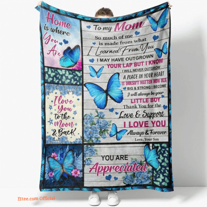 gift for mother blanket home is where you are fleece blanket - Super King - Ettee