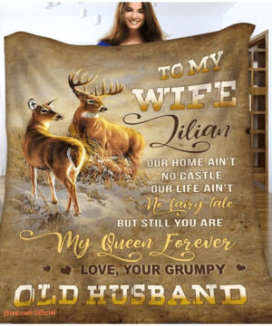 gift for wife blanket deer couple to my wife still you are my queen - Super King - Ettee