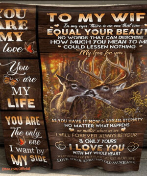 gift for wife blanket deer couple to my wife you are my life - Super King - Ettee