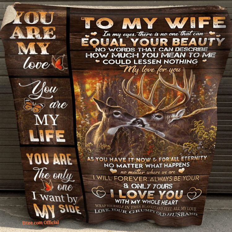 gift for wife blanket deer couple to my wife you are my life - Super King - Ettee