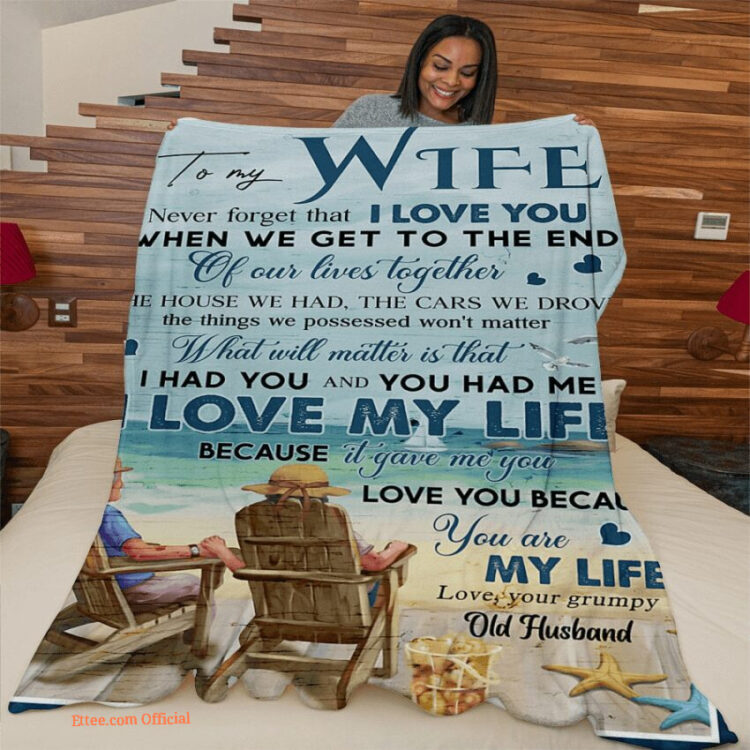 blanket gift for wife blanket never forget that i love u old husband to wife - Super King - Ettee
