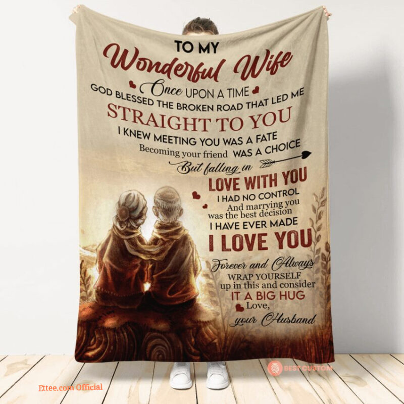 gift for wife blanket old couple to my wonderful wife once upon a time - Super King - Ettee