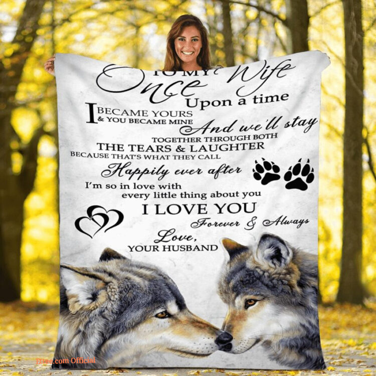 gift for wife blanket to my wife i love you forever always wolf - Super King - Ettee