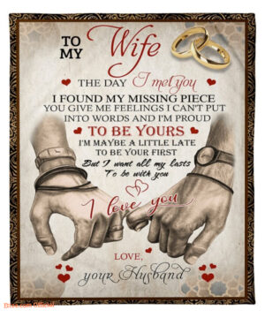 gift for wife blanket to my wife i love you rings hand in hand blanket - Super King - Ettee