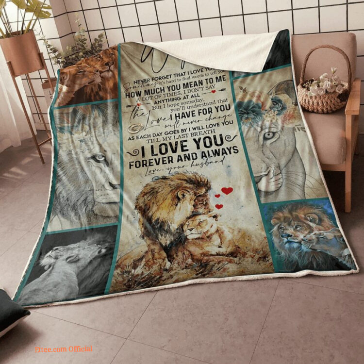 gift for wife blanket to my wife lion couple how much you mean to me love - Super King - Ettee