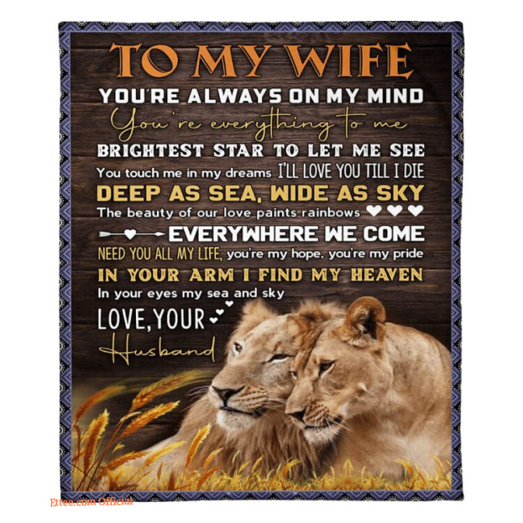 gift for wife blanket to my wife love you till i die lion fleece blanket - Super King - Ettee