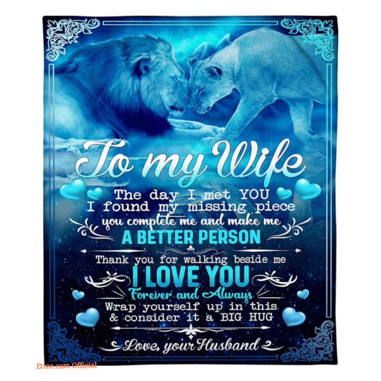 blanket to my wife the day i met you i found my missing piece lion couple - Super King - Ettee