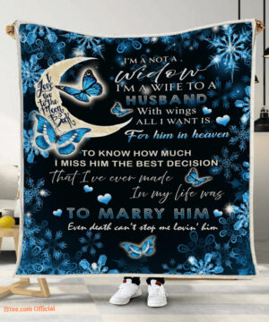 im not a widow im a wife to a husband with wings memorial butterfly blanket - Super King - Ettee