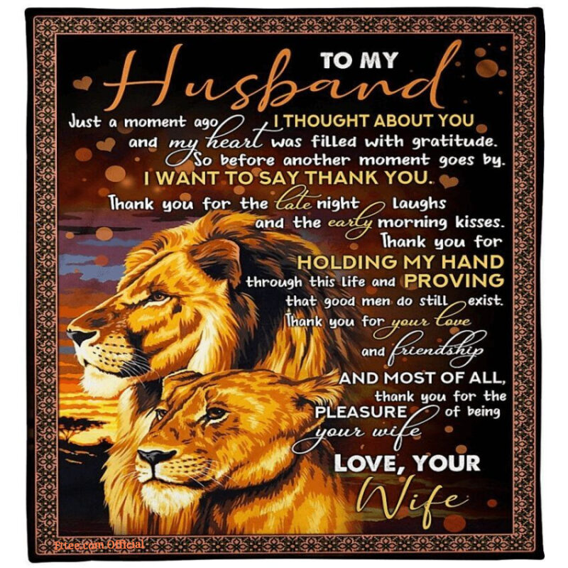 lion to my husband i want to say thank you soft blanket - Super King - Ettee