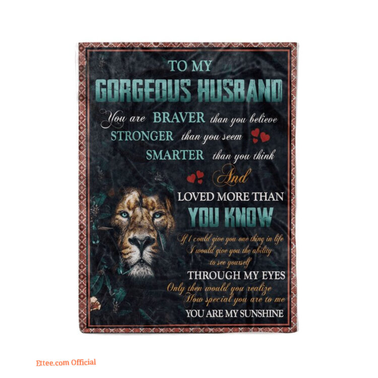 lion to my gorgeous husband to be with you fleece blanket - Super King - Ettee