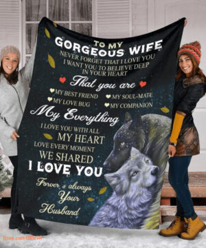 Valentine's Day My Wife Fleece Quilt Blanket. Foldable And Compact - Super King - Ettee