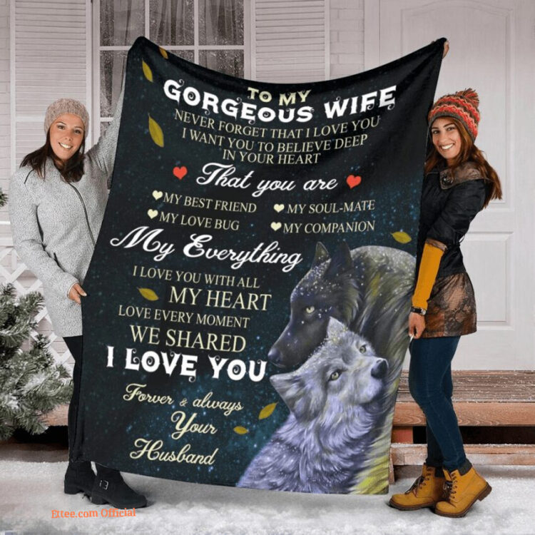 Valentine's Day My Wife Fleece Quilt Blanket. Foldable And Compact - Super King - Ettee