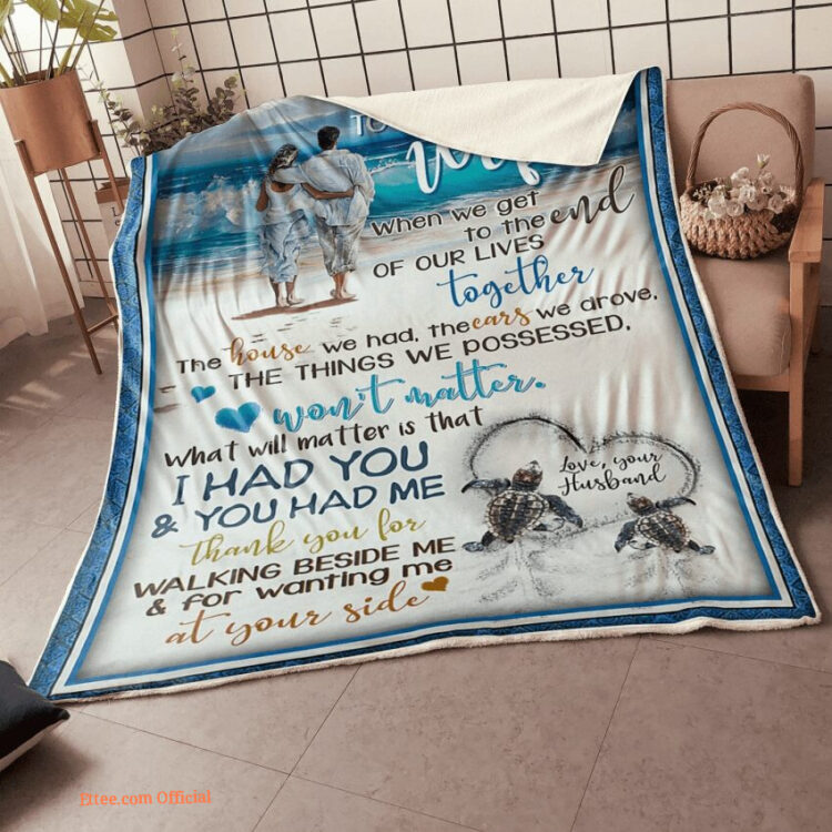 my wife love on the beach thank you for walking beside me gift from husband  blanket - Super King - Ettee