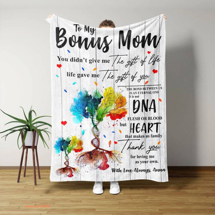 My Bonus Mom Blanket.DNA Tree Blanket.Family Blanket.Gift Blanket - Super King - Ettee
