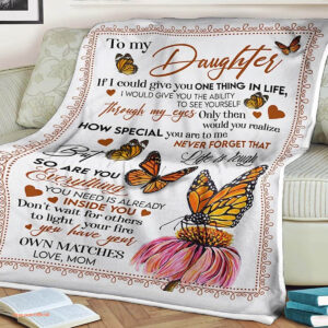 Butterfly Quilt Blanket To My Daughter Never Forget. Foldable And Compact - Super King - Ettee
