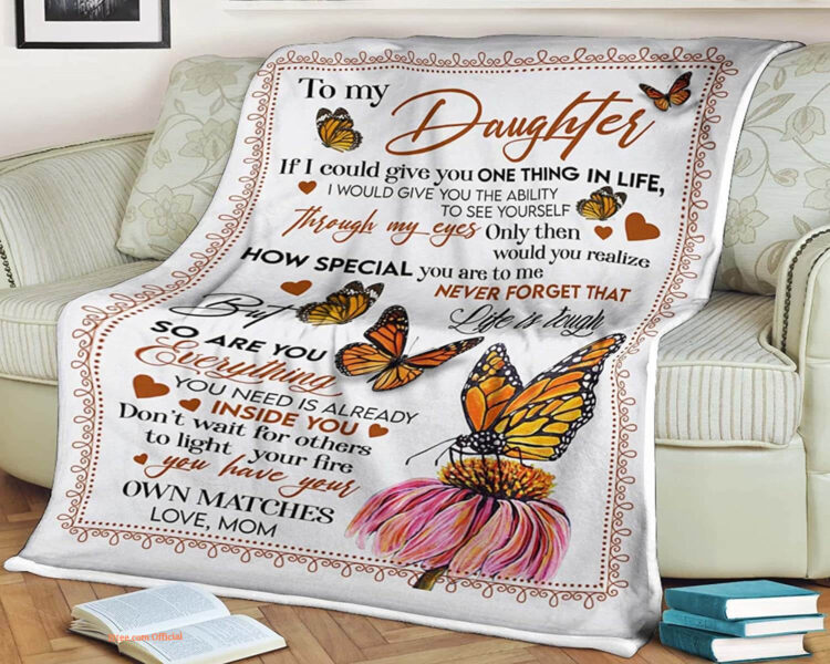 Butterfly Quilt Blanket To My Daughter Never Forget. Foldable And Compact - Super King - Ettee