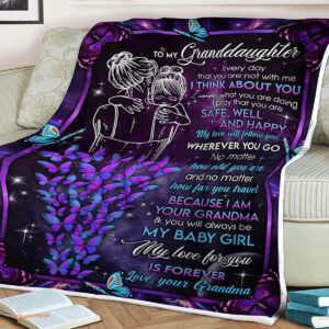 To My Granddaughter Quilt Blanket I Think About You. Foldable And Compact - Super King - Ettee