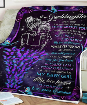 To My Granddaughter Quilt Blanket I Think About You. Foldable And Compact - Super King - Ettee