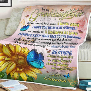 Sunflower Butterfly Quilt Blanket. To My Granddaughter. Soft To Touch - Super King - Ettee