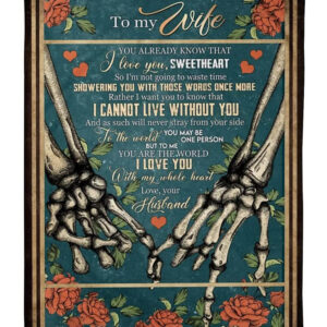 To My Wife Blanket From Husband Red Flowers Hand in Hand Valentine - Super King - Ettee