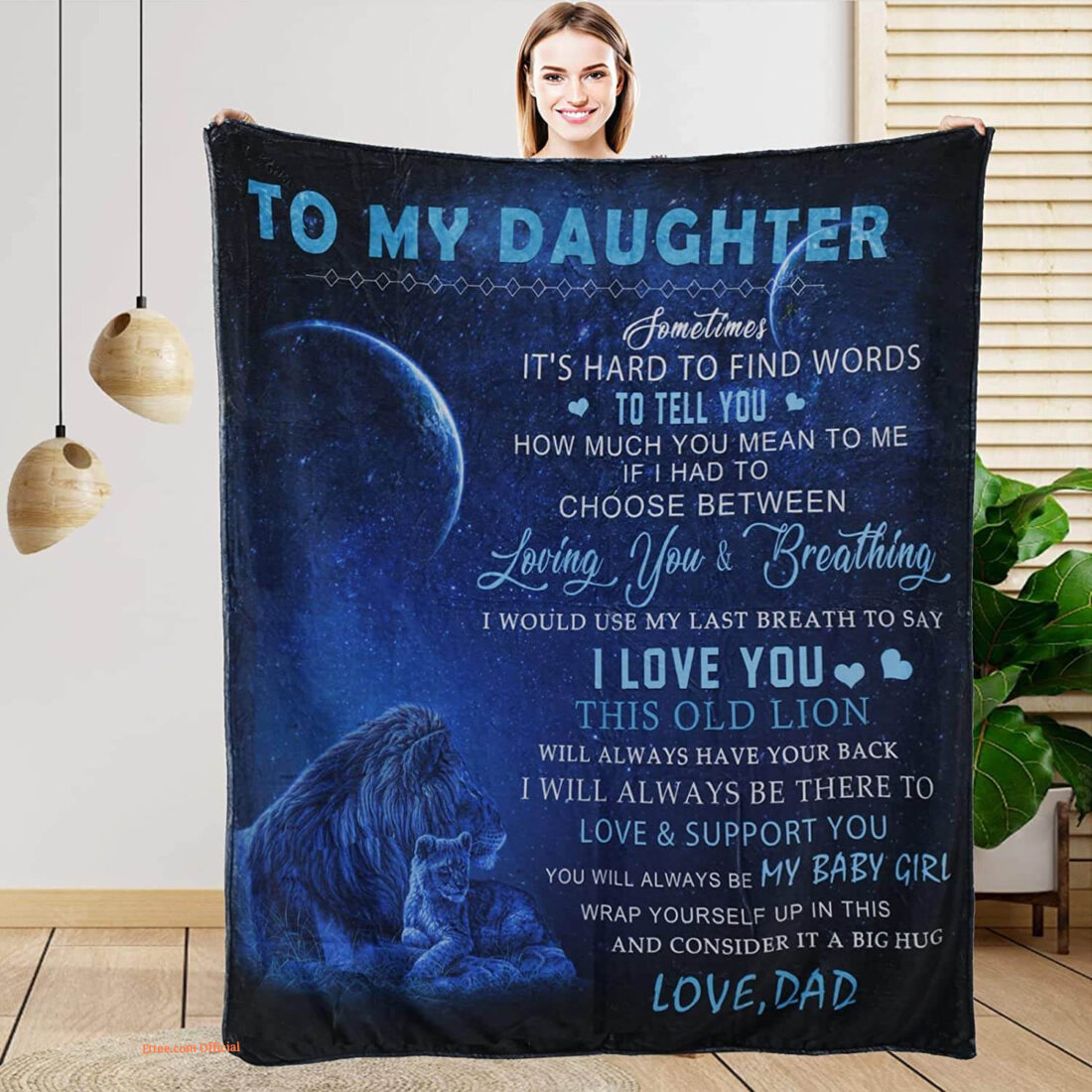 To my daughter quilt blanket from dad daughter gift lion father - super king