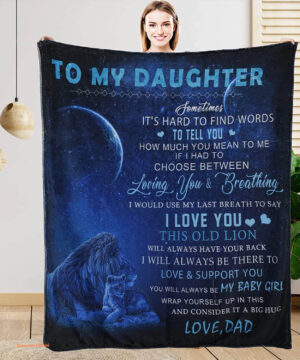 To My Daughter Quilt Blanket From Dad Daughter Gift Lion Father - Super King - Ettee