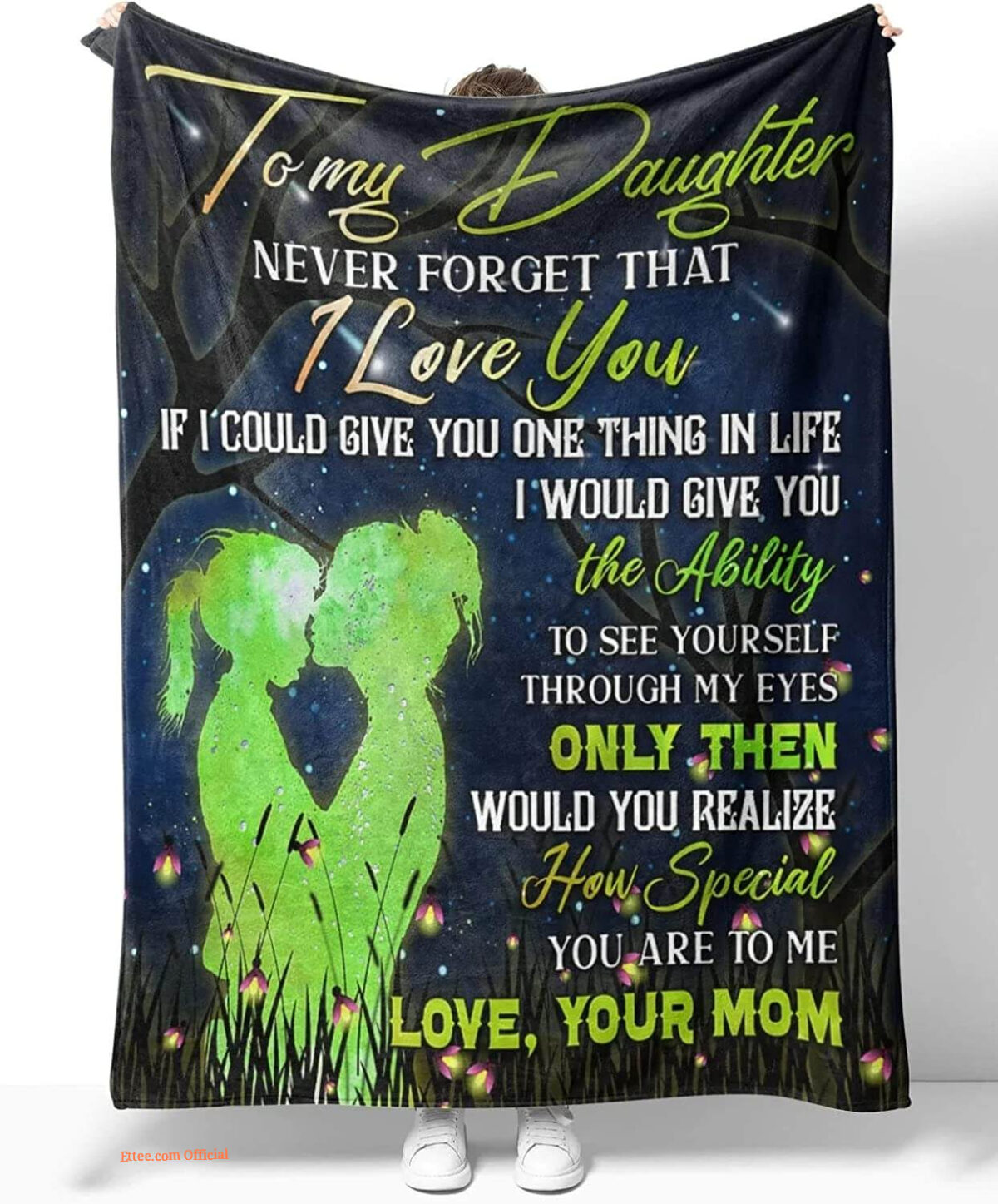 To My Daughter Green Lucky Quilt Blanket From Mom. Foldable And Compact - Super King - Ettee