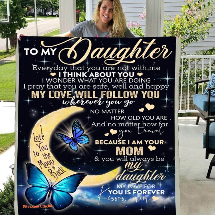 To My Daughter My Love Will Follow You Love Your MOM 3D Custom Fleece Photo Blanket - Super King - Ettee