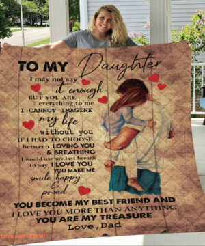 To My Daughter I Love You More Than Anything Gift From Dad Quilt Fleece Blanket - Super King - Ettee