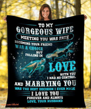 to my gorgeous wife i love you forever and always turtle couple blanket - Super King - Ettee